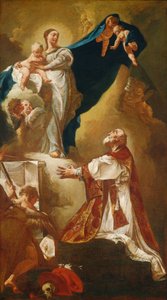 Madonna und Kind erscheinen dem Heiligen Philipp Neri (wahrscheinlich 1725 oder später) von Giovanni Battista Piazzetta