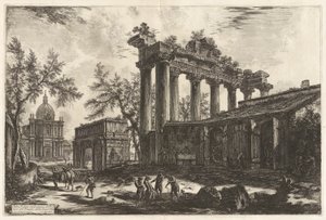 Altra Veduta degli avanzi del Pronao del Tempio del Concordia (Eine andere Ansicht der Überreste des Pronaos des Tempels der Concordia [des Tempels des Saturn mit dem Bogen des Septimius Severus im linken Hintergrund]), aus Vedute di Roma (Ansichten von Ro