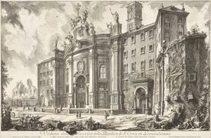Ansicht der Fassade der Basilika S. Croce in Gerusalemme von Giovanni Battista Piranesi