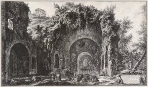 Ansicht der Quelle und der Grotten der Egeria vor der Porta Capena, heute Porta di San Sebastiano von Giovanni Battista Piranesi