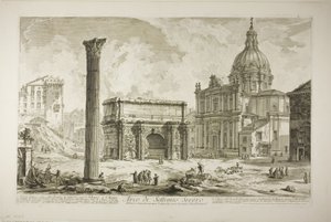 Bogen des Septimius Severus, durch den der antike Heilige Weg führte, der Sieger zum Kapitol brachte, aus Ansichten von Rom