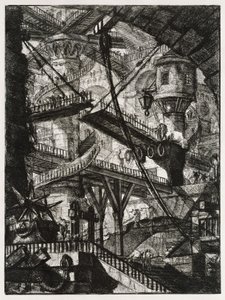 Erfundene Kerker: Treppen und Zugbrücke von Giovanni Battista Piranesi