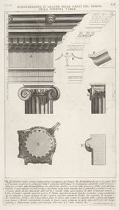 Gesims und Säule vom Tempel der Fortuna Virilis, aus ..., 1756 von Giovanni Battista Piranesi