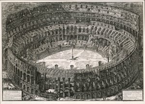 Das Kolosseum in der Vogelschau (aus: Vedute di Roma) von Giovanni Battista Piranesi
