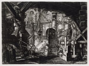 Der Pfeiler mit der Kette (Blatt 16 in: Carceri d