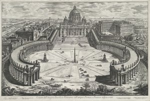 Blick auf den Petersplatz mit dem Petersdom in der Vatikanstadt von Giovanni Battista Piranesi