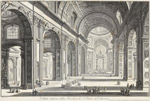 Innenansicht der Petersbasilika im Vatikan von Giovanni Battista Piranesi