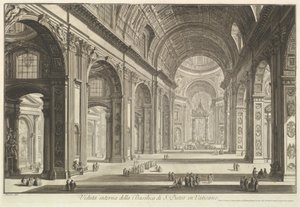 Innenansicht der Petersbasilika im Vatikan, aus "Vedute di Roma" (Römische Ansichten) von Giovanni Battista Piranesi