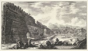 Pecile in der Villa Adriana in Tivoli Veduta degli avanzi del Castro Pretorio nella Villa Adriana a Tivoli (Titel auf dem Objekt) Gesichter von Rom (Serientitel) Vedute di Roma disegnate ed incise da Giambattista Piranesi architetto Veneziano (Serientitel) von Giovanni Battista Piranesi