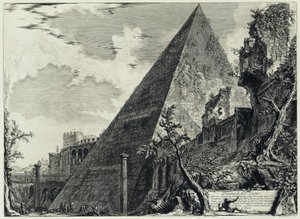 Pyramide des Gaius Cestius (aus: Vedute di Roma) von Giovanni Battista Piranesi