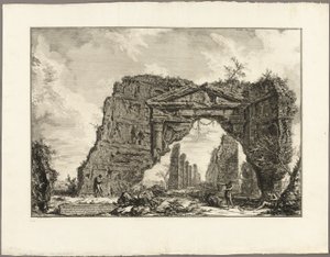 Überreste eines überdachten Portikus oder einer Krypta in einer Villa von Domitian, fünf Meilen außerhalb von Rom an der Frascati-Straße, aus Ansichten von Rom von Giovanni Battista Piranesi