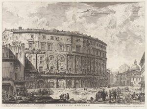 Teatro di Marcello. Questo fu fabricato da Augusto, e dedicato a Marcello suo Nipote, aus Vedute di Roma (Ansichten von Rom) von Giovanni Battista Piranesi