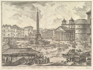 Die Piazza della Rotonda, mit dem Pantheon und Obelisk (Veduta della Piazza della Rotonda), aus "Vedute di Roma"