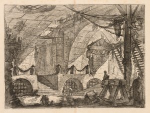 Die Gefängnisse: Eine gewölbte Kammer mit Pfosten und Ketten, 1745-1750