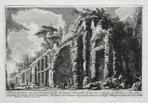 Veduta der Mauern, die die Hänge des Monte Celio bedeckten