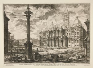 Ansicht der Basilika S. Maria Maggiore mit ihren zwei flankierenden Flügeln, aus Vedute di Roma von Giovanni Battista Piranesi