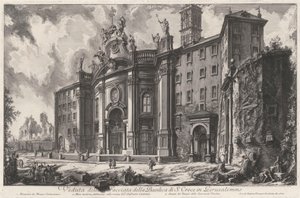 Ansicht der Fassade der Basilika Santa Croce in Gerusalemme von Giovanni Battista Piranesi