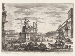 Ansicht der Piazza di Monte Cavallo (jetzt die Piazza del Quirinale mit dem Quirinalspalast), aus Ansichten von Rom von Giovanni Battista Piranesi