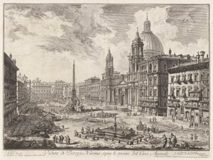 Ansicht der Piazza Navona über den Ruinen des Circus Agonalis, aus Vedute di Roma von Giovanni Battista Piranesi