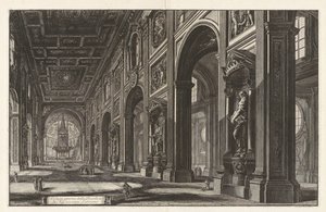 Innenansicht der Basilika San Giovanni in Laterano, aus „Ansichten von Rom“ von Giovanni Battista Piranesi