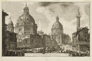 Ansicht von zwei Kirchen, eine genannt 1. S. Maria di Loreto, die andere 2. Der Name Mariens, in der Nähe von 3. Trajanssäule. 4. Der Aufstieg zum Quirinal, aus Ansichten von Rom von Giovanni Battista Piranesi