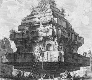 Ansicht einer großen Struktur, Überreste des Grabes der Metelli an der Via Appia