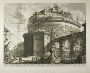 Ansicht des Mausoleums des Kaisers Hadrian (heute Castel Sant’Angelo) von hinten, aus Vedute di Roma (Ansichten von Rom)
