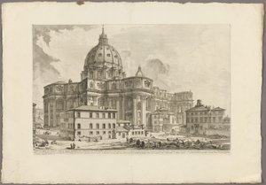 Ansicht der Außenseite der Petersbasilika im Vatikan, aus Ansichten von Rom