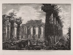 Innenansicht des sogenannten Kollegiums der Amphiktyonen, aus „Verschiedene Ansichten von ... Pesto“ von Giovanni Battista Piranesi