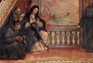 Geschichte des Lebens der heiligen Monika, Mutter des heiligen Augustinus von Hippo. Fresko von Giovan Battista Ricci (1537-1627) Rom, Kirche Sant