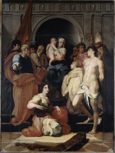 Madonna auf dem Thron mit Kind und Heiligen von Giovanni Battista Rosso Fiorentino