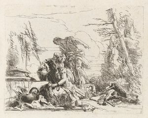 Eine Frau mit gefesselten Armen und vier weitere Figuren, aus Vari capricci (Verschiedene Capriccios)