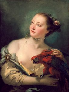 Eine junge Frau mit einem Ara, spätes 18. Jahrhundert von Giovanni Battista Tiepolo