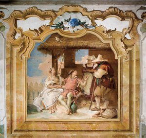 Angelica und Medoro verabschieden sich von den Bauern, aus dem Raum des Orlando Furioso in der Palazzina, 1757