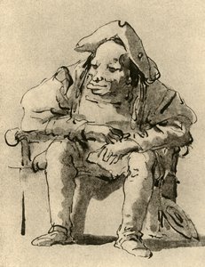 Karikatur eines sitzenden Mannes, Mitte 18. Jahrhundert, 1928