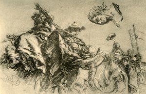 Östliche Frau auf einem Elefanten. Büste eines römischen Kaisers, 1752-1753