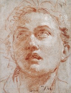 Kopf eines Mannes, der nach oben schaut von Giovanni Battista Tiepolo