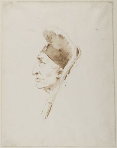 Kopf eines alten Mannes im Profil mit exotischem Kopfschmuck von Giovanni Battista Tiepolo