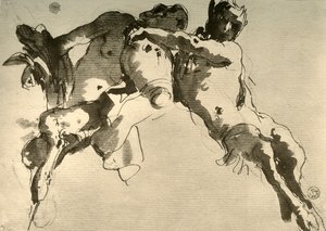 Männlicher und weiblicher Faun mit Amphore, Mitte 18. Jahrhundert von Giovanni Battista Tiepolo