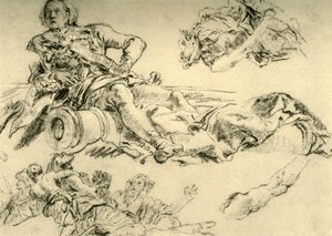Offizier im Lager neben einer Kanone, 1752-1753, 1928