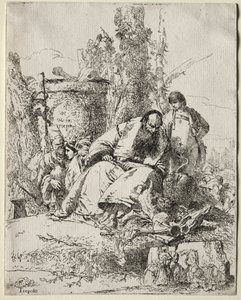 Scherzi: sitzender Magier, Junge und vier Figuren, 1735-40