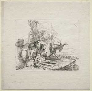 Verschiedene Kaprizen: Die Frau mit Tamburin von Giovanni Battista Tiepolo