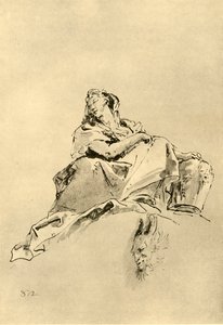 Junge Frau sitzt und hält einen Krug an ihrer Seite, Mitte 18. Jahrhundert, 1928