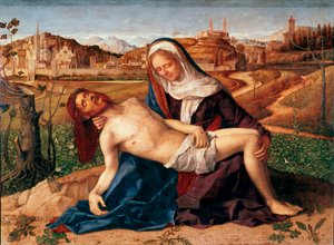 Christus tot in den Armen der Jungfrau Pieta von Giovanni Bellini