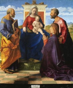 Madonna mit Kind auf dem Thron mit Heiligen und Stifter