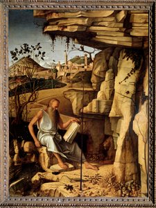 Heiliger Hieronymus in der Wüste Gemälde von Giovanni Bellini, genannt il Giambellino (ca. 1430-1516) 1479
