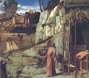 Der heilige Franziskus in der Wüste (Der heilige Franziskus in Ekstase) von Giovanni Bellini
