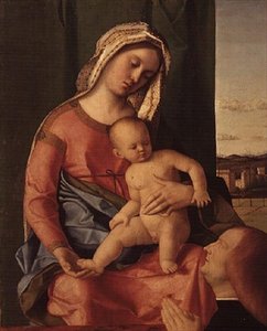 Die Madonna und das Kind mit einem Stifter von Giovanni Bellini