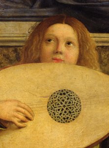 Der San Giobbe Altar, Detail eines Engels, der Musik spielt, ca. 1487 (Detail) von Giovanni Bellini