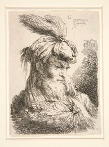 Figur nach rechts gewandt, aus der Serie Kleine Studien von Köpfen von Giovanni Benedetto Castiglione